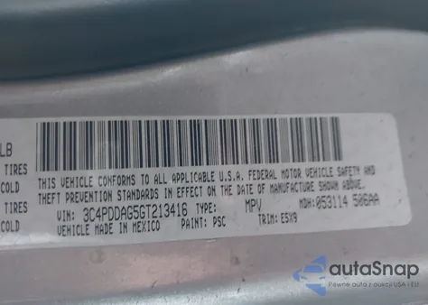 2016 Dodge Journey Se из США, поврежденный, VIN 3C4PDDAG5GT213416